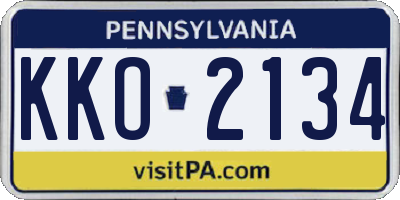 PA license plate KKO2134