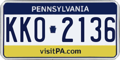PA license plate KKO2136