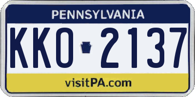 PA license plate KKO2137