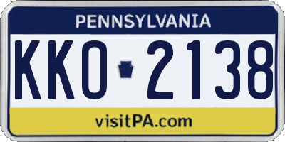 PA license plate KKO2138