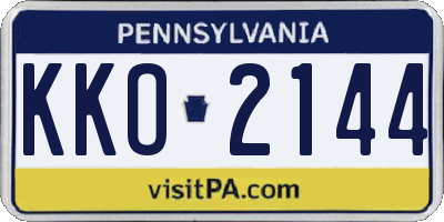PA license plate KKO2144