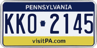 PA license plate KKO2145
