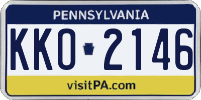 PA license plate KKO2146