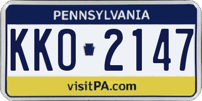 PA license plate KKO2147