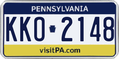 PA license plate KKO2148