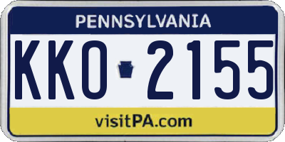 PA license plate KKO2155