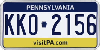 PA license plate KKO2156