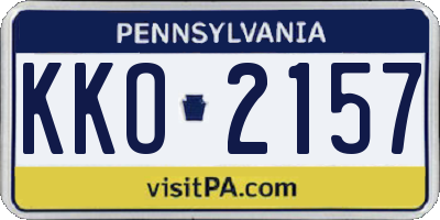 PA license plate KKO2157