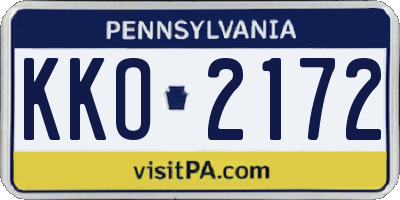 PA license plate KKO2172
