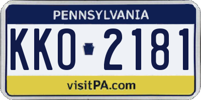 PA license plate KKO2181