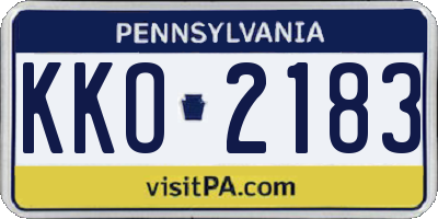 PA license plate KKO2183