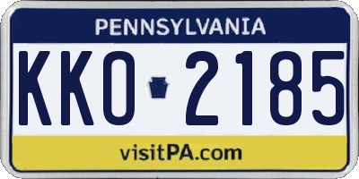 PA license plate KKO2185
