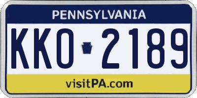 PA license plate KKO2189