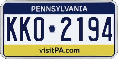PA license plate KKO2194