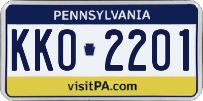 PA license plate KKO2201