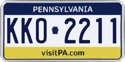 PA license plate KKO2211