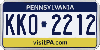 PA license plate KKO2212