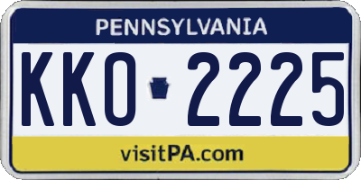 PA license plate KKO2225