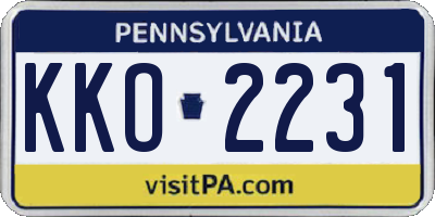PA license plate KKO2231