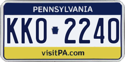 PA license plate KKO2240
