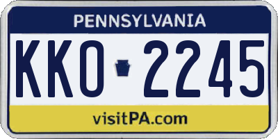 PA license plate KKO2245