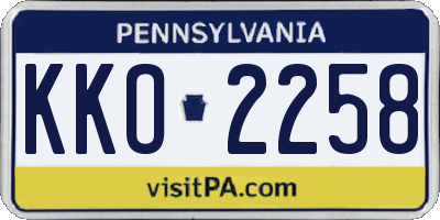 PA license plate KKO2258