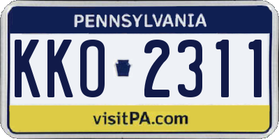 PA license plate KKO2311