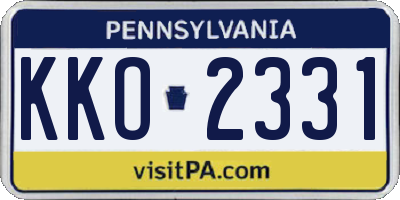PA license plate KKO2331