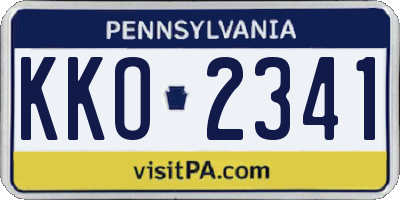 PA license plate KKO2341