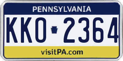 PA license plate KKO2364