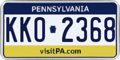 PA license plate KKO2368