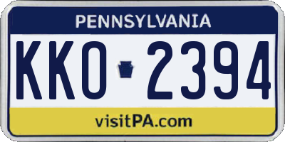 PA license plate KKO2394