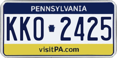 PA license plate KKO2425