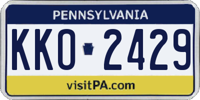 PA license plate KKO2429