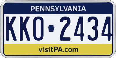 PA license plate KKO2434
