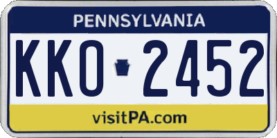 PA license plate KKO2452