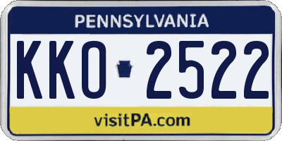 PA license plate KKO2522