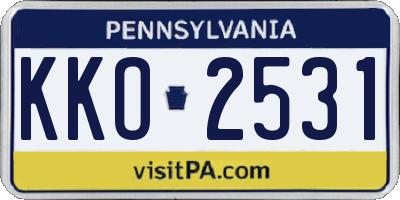 PA license plate KKO2531