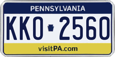 PA license plate KKO2560