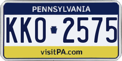 PA license plate KKO2575