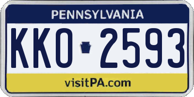 PA license plate KKO2593