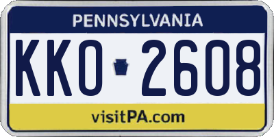 PA license plate KKO2608