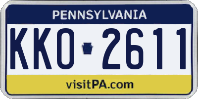 PA license plate KKO2611