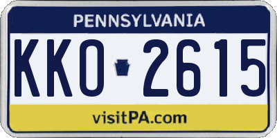 PA license plate KKO2615