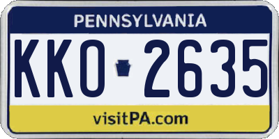 PA license plate KKO2635