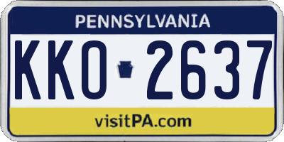 PA license plate KKO2637