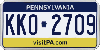 PA license plate KKO2709