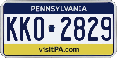 PA license plate KKO2829