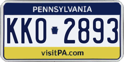 PA license plate KKO2893