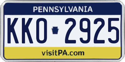 PA license plate KKO2925